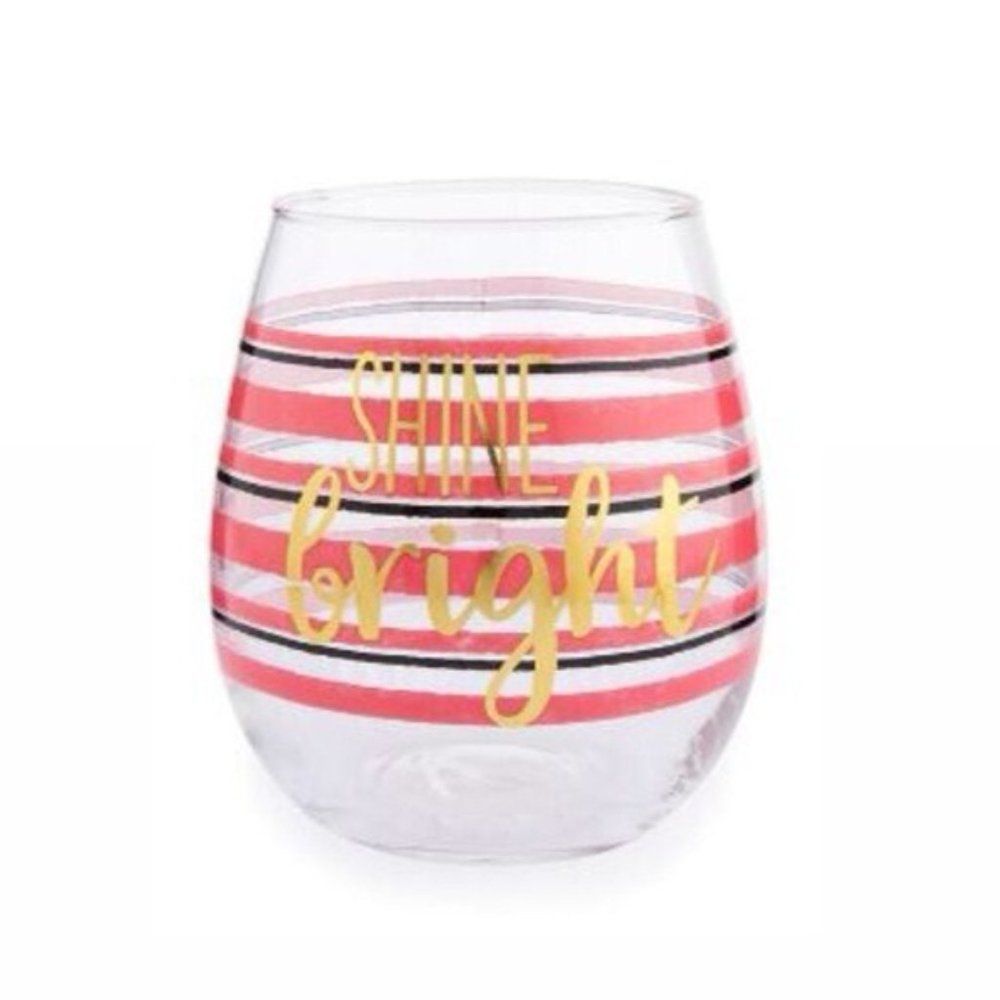 Sassy "Shine Bright" Stemless Wine Glass 18.3 oz NEW